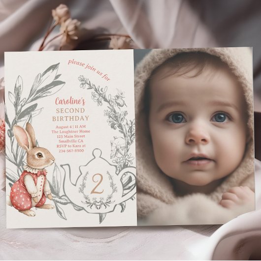 Alice in Wonderland Rabbit Tea 2nd誕生日 招待状