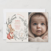 Alice in Wonderland Rabbit Tea 2nd誕生日 招待状 (正面)