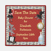 Alice in Wonderland Redデートの赤ちゃんシャワーを除く マグネット (正面)