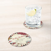 Alice in Wonderland Red Floral Birthday Tea Party ラウンドペーパーコースター (インサイチュ)