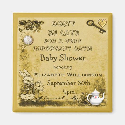Alice in Wonderland Save The Date Baby Shower マグネット (正面)