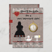 Alice in Wonderland Save the Date Baby Shower 案内ポストカード (正面/裏面)