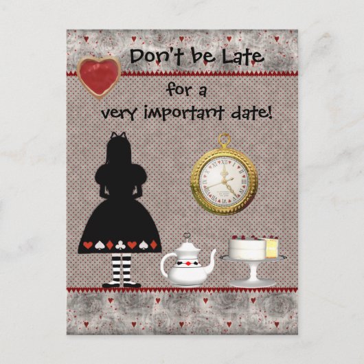 Alice in Wonderland Save the Date Baby Shower 案内ポストカード (正面)