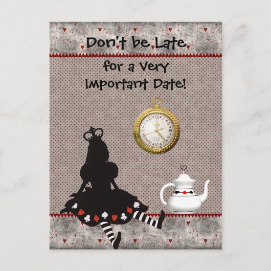 Alice in Wonderland Save the Date Baby Shower 案内ポストカード (正面)