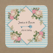 Alice in Wonderland Soft Blue Harlequin スクエアペーパーコースター