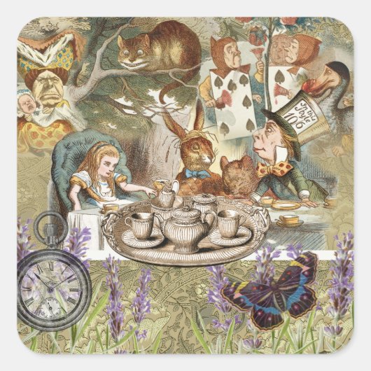 Alice in Wonderland Teaパーティー スクエアシール (正面)