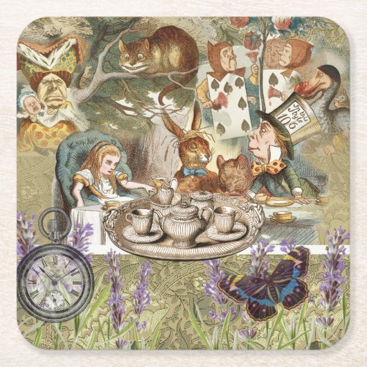 Alice in Wonderland Teaパーティー スクエアペーパーコースター (正面)