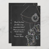 Alice in Wonderland TeaパーティーChalkboard お洒落 招待状 (正面/裏面)