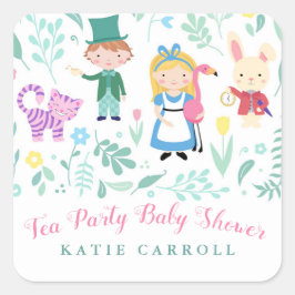 Alice in Wonderland Tea Baby Shower スクエアシール