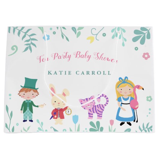 Alice in Wonderland Tea Baby Shower ラージペーパーバッグ (正面)