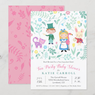 Alice in Wonderland Tea Baby Shower 招待状