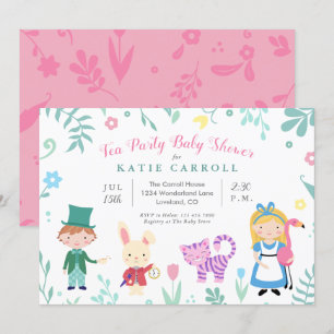 Alice in Wonderland Tea Baby Shower 招待状