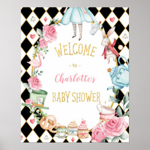 Alice in Wonderland Tea Baby Shower Welcome ポスター