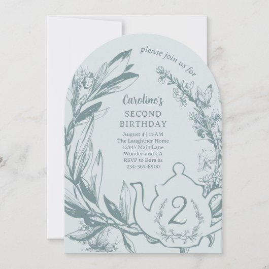 Alice In Wonderland Tea for 2誕生日 招待状 (正面)