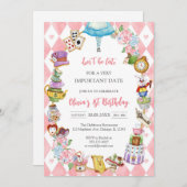 Alice in Wonderland Tea Party Birthday Invitation 招待状 (正面/裏面)