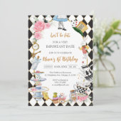 Alice in Wonderland Tea Party Birthday Invitation 招待状 (スタンド正面)