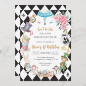 Alice in Wonderland Tea Party Birthday Invitation 招待状 (正面/裏面)
