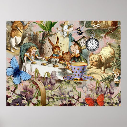 Alice in Wonderland tea party characters ポスター (正面)