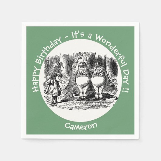 Alice in Wonderland Tweedledum & Tweedledeeパーティー スタンダードカクテルナプキン (正面)
