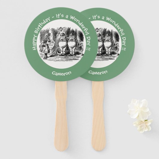 Alice in Wonderland Tweedledum & Tweedledeeパーティー ハンドファン (正面&裏面)