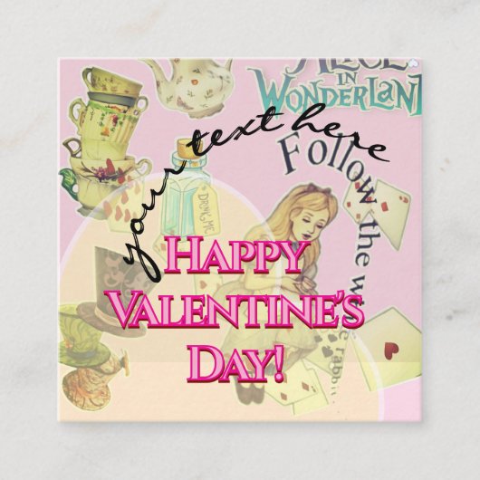 Alice in Wonderland Valentine's Day Cards  スクエア名刺 (正面)