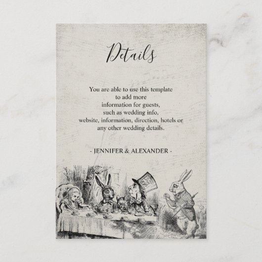 Alice in Wonderland Vintage Wedding詳細 エンクロージャーカード (正面)