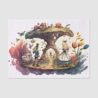 Alice In Wonderland Water Color Decompage 薄葉紙