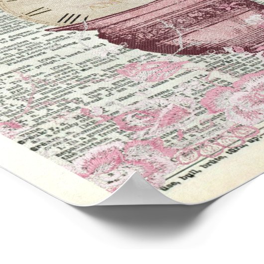 Alice in Wonderland White Rabbit Dictionary Art ポスター (角)