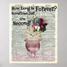 Alice in Wonderland White Rabbit Dictionary Art ポスター