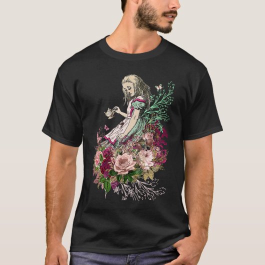 Alice in Wonderland with Tea Time Roses Tシャツ (正面)