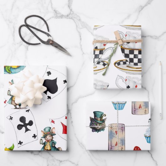 Alice in WonderlWrapping紙フラットシートセット3 ラッピングペーパーシート (正面)