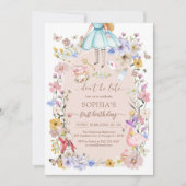 Alice In Worderland Wildflower Birthday Invitation 招待状 (正面)