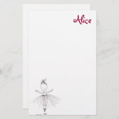 Alice - Little Dancer パーソナライズされた Stationery 便箋 (正面/裏面)