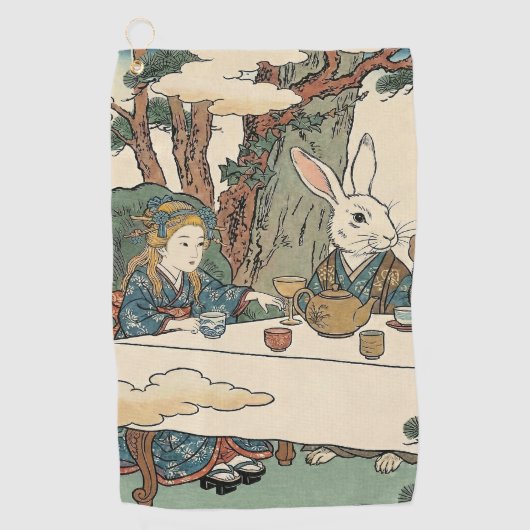 Alice Lost in Japan | Ukiyo-e Mad Tea Party ゴルフタオル (正面)