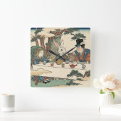 Alice Lost in Japan | Ukiyo-e Mad Tea Party スクエア壁時計 (ホーム)