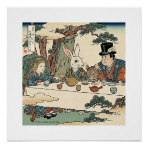 Alice Lost in Japan Ukiyo-e Mad Tea Party ポスター