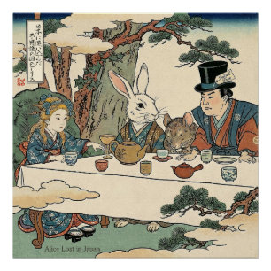 Alice Lost in Japan Ukiyo-e Mad Tea Party ポスター