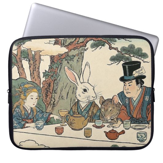 Alice Lost in Japan | Ukiyo-e Mad Tea Party ラップトップスリーブ (正面)
