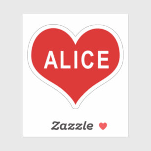 ALICE NAME 赤いハート ビニールステッカー シール