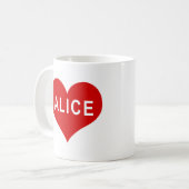 ALICE NAME 赤い愛ハート コーヒーマグカップ (正面左)
