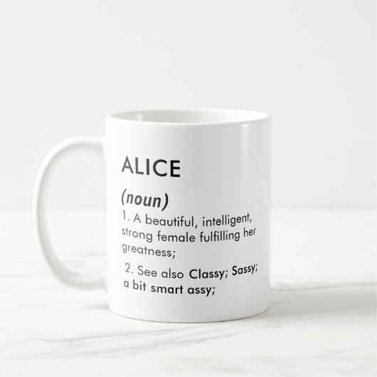 Alice name, Editable name, Custom name コーヒーマグカップ (左)