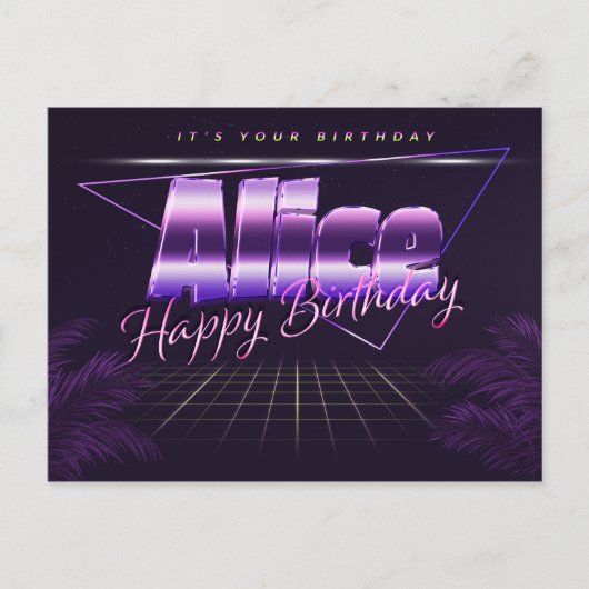 Alice Name Vorname lila Postkarte Geburtstag ポストカード (正面)