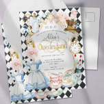 Alice Onederland紅茶パーティーガール1歳 インビテーションポストカード<br><div class="desc">Alice wonderland tea girl birthdayパーティー招待状</div>