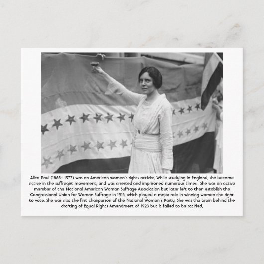 Alice Paul – フェミニスト ポストカード (正面)