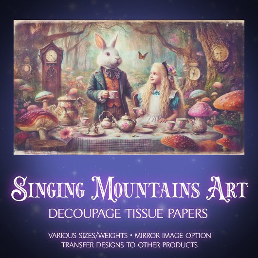 Alice & Rabbit Storybook Tea Party Decoupage 薄葉紙