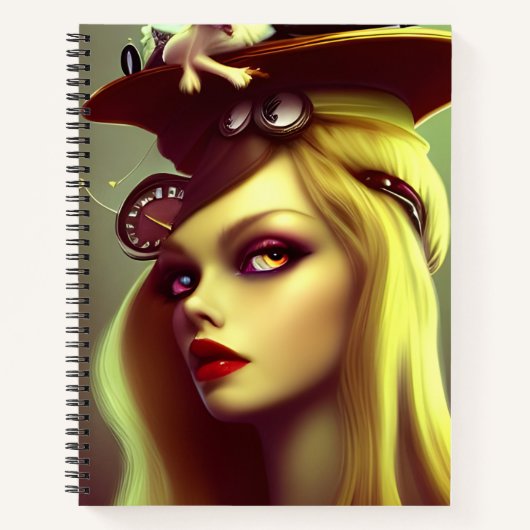 Alice Steampunk AI生成スパイラルノートブック ノートブック (正面)