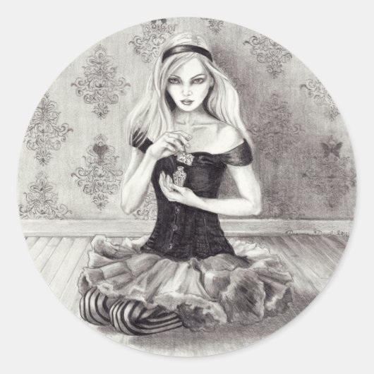 Alice Sticker Alice in Wonderland Sticker ラウンドシール (正面)