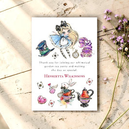 Alice Tea Party Whimsical Garden Thank You Card サンキューカード