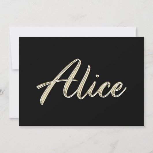 Alice white gold Handwriting Karte カード (正面)