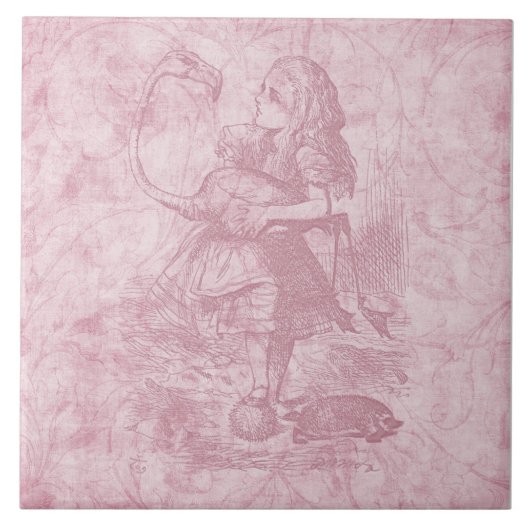 Alice with Flamingo Alice in Wonderlandフローラ・アート タイル (正面)